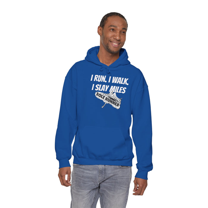 I Run. I Walk. I Slay Miles: Unisex Heavy Blend™ Hooded Sweatshirt