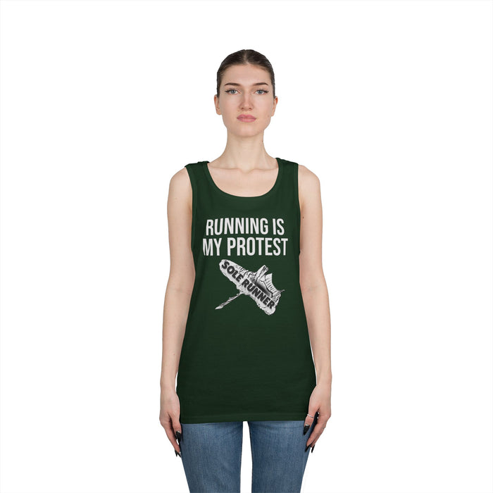 Running Is My Protest: Unisex Heavy Cotton Tank Top