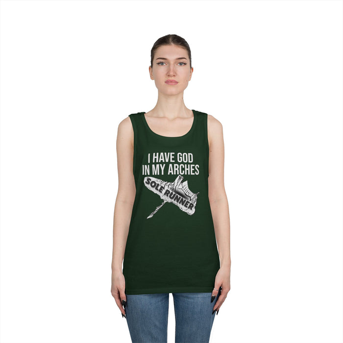 I Have God In My Arches: Unisex Heavy Cotton Tank Top