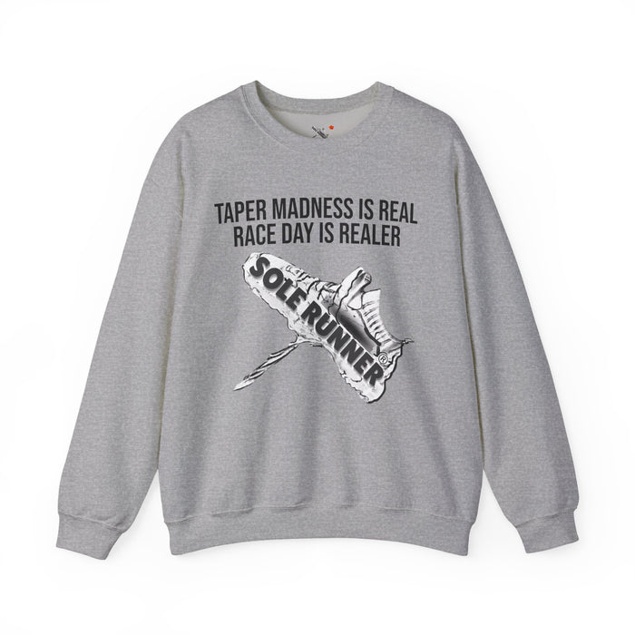 Taper Madness Is Real, Race Day Is Realer: Unisex Heavy Blend™ Crewneck Sweatshirt