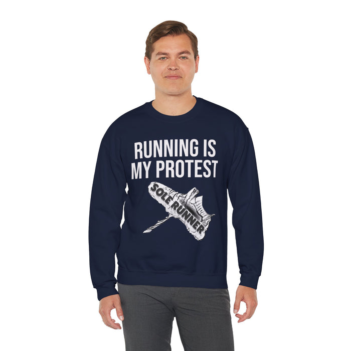 Running Is My Protest: Unisex Heavy Blend™ Crewneck Sweatshirt