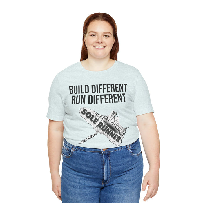 Built Different. Runs Different: Unisex Jersey Short Sleeve Tee