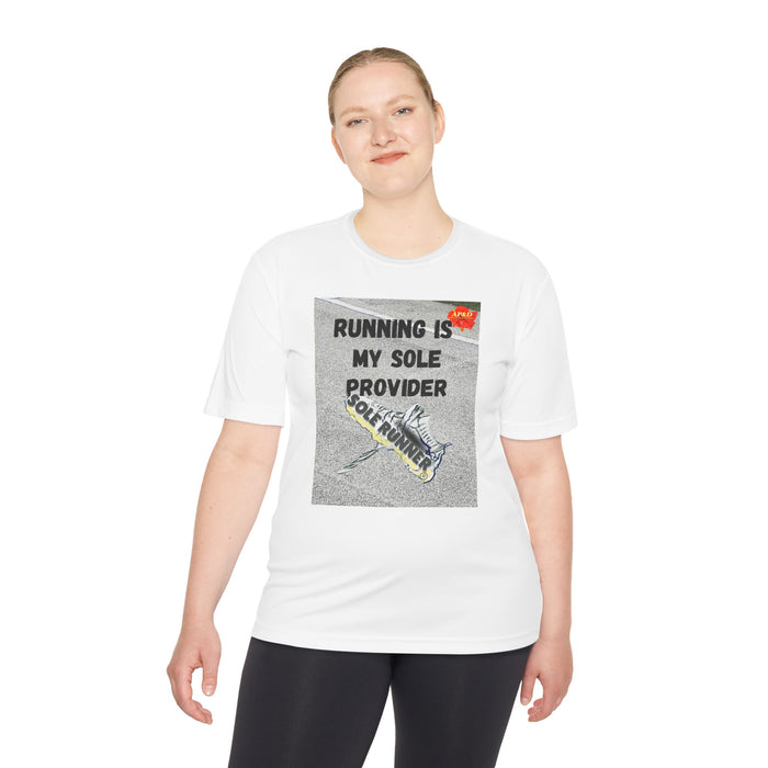 Running Is My Sole Provider-Whimsical Moisture Wicking Unisex T-Shirt For Runners
