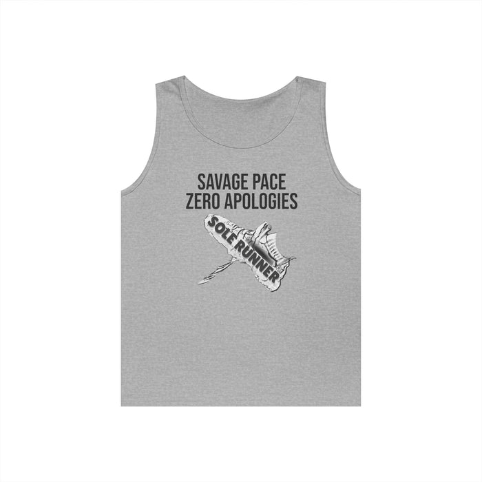Savage Pace Zero Apologies: Unisex Heavy Cotton Tank Top