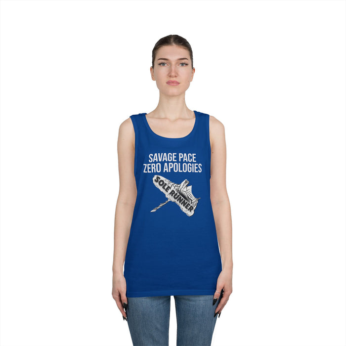 Savage Pace Zero Apologies: Unisex Heavy Cotton Tank Top