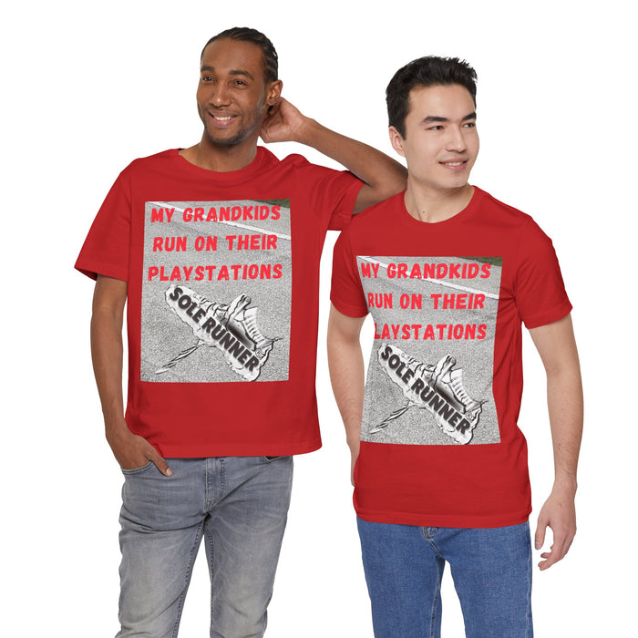My Grandkids Run On Their Playstations: Unisex Jersey Short Sleeve Tee
