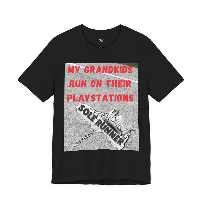 My Grandkids Run On Their Playstations: Unisex Jersey Short Sleeve Tee