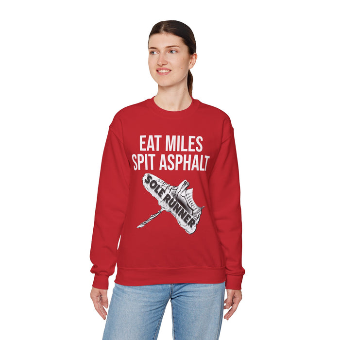 Eat Miles. Spit Ass-Phalt: Unisex Heavy Blend™ Crewneck Sweatshirt