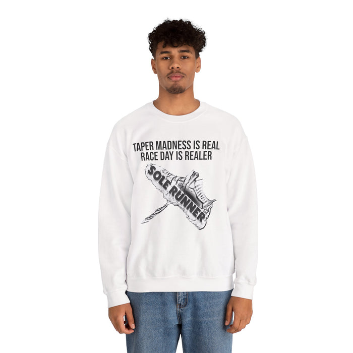 Taper Madness Is Real, Race Day Is Realer: Unisex Heavy Blend™ Crewneck Sweatshirt