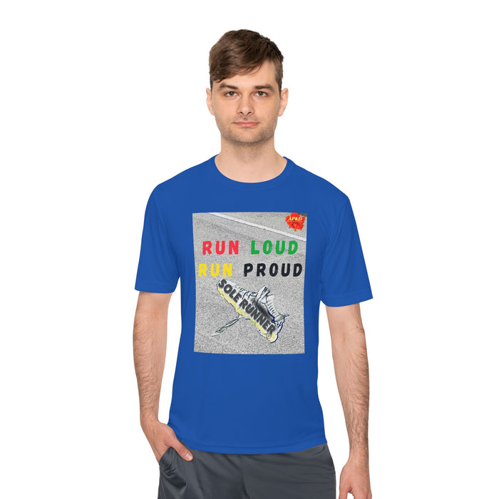 Run Loud, Run Proud-Whimsical Moisture Wicking Unisex T-Shirt For Runners