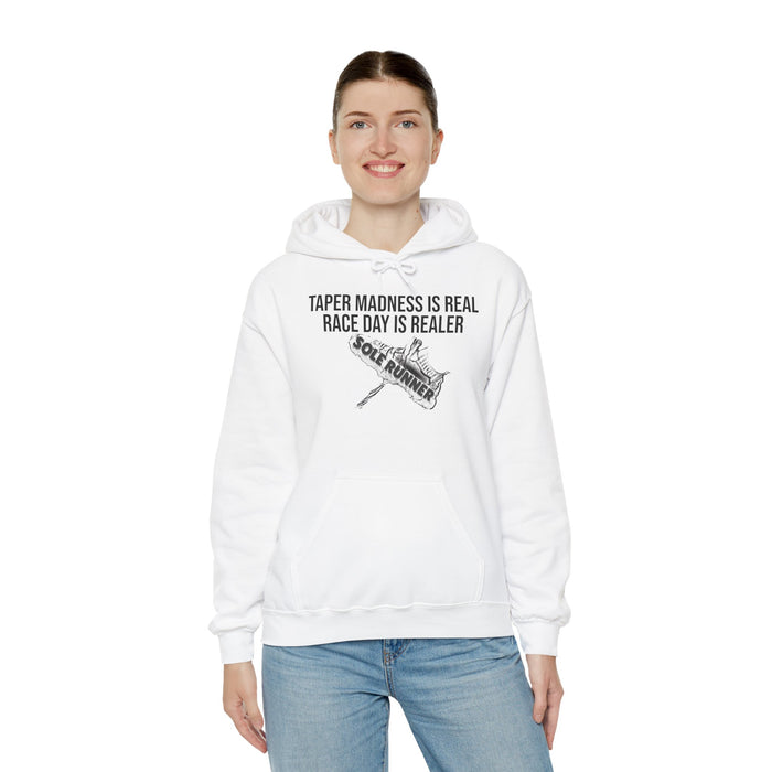 Taper Madness Is Real, Race Day Is Realer: Unisex Heavy Blend™ Hooded Sweatshirt