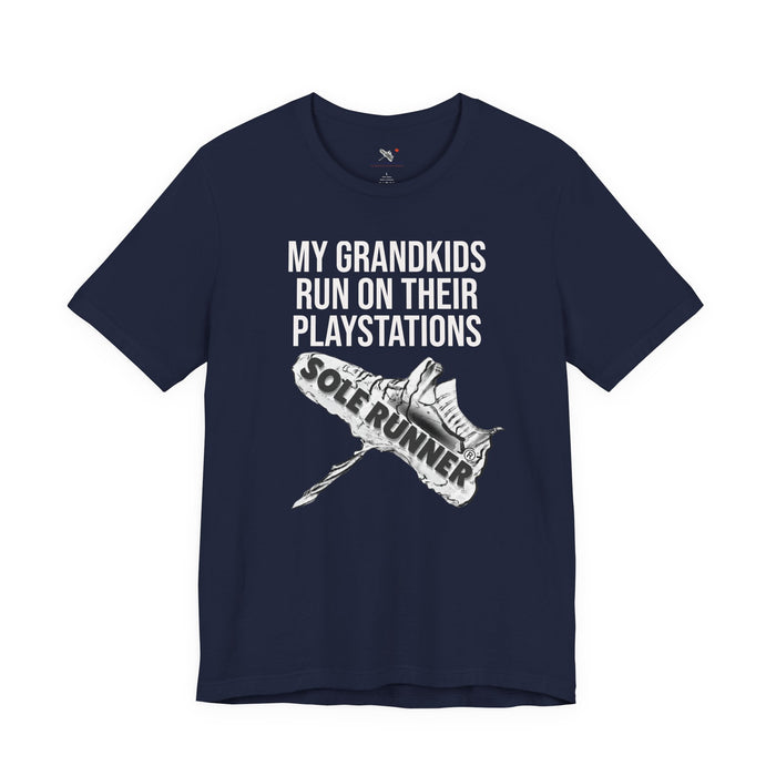 My Grandkids Run On Their PlayStations: Unisex Jersey Short Sleeve Tee