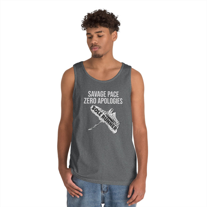 Savage Pace Zero Apologies: Unisex Heavy Cotton Tank Top
