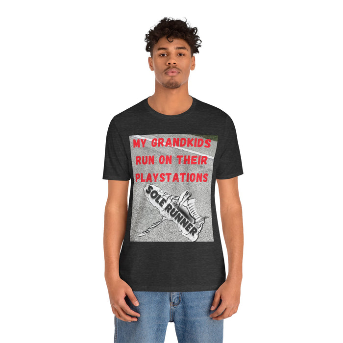 My Grandkids Run On Their Playstations: Unisex Jersey Short Sleeve Tee