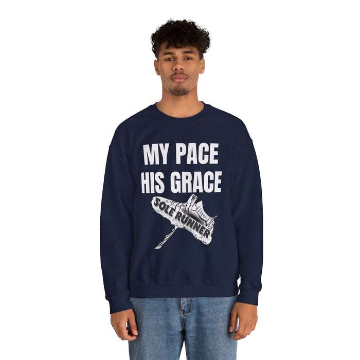 MY PACE. HIS GRACE: Unisex Heavy Blend™ Crewneck Sweatshirt