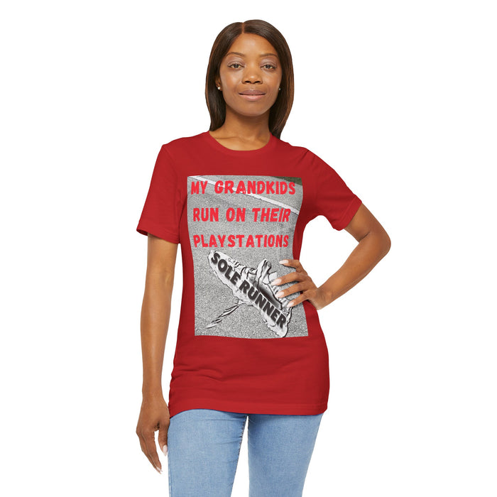 My Grandkids Run On Their Playstations: Unisex Jersey Short Sleeve Tee