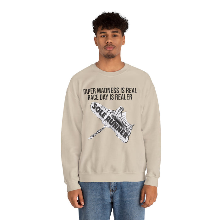 Taper Madness Is Real, Race Day Is Realer: Unisex Heavy Blend™ Crewneck Sweatshirt