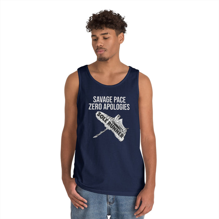 Savage Pace Zero Apologies: Unisex Heavy Cotton Tank Top