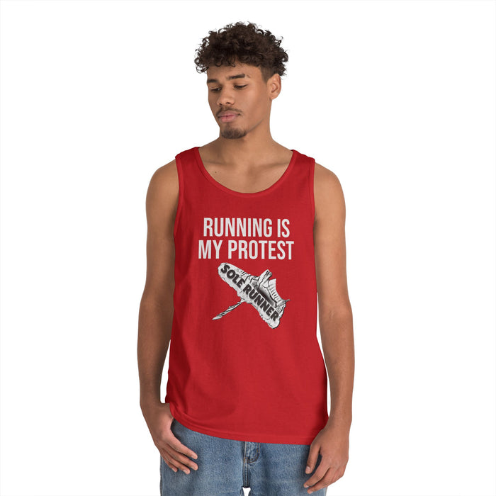 Running Is My Protest: Unisex Heavy Cotton Tank Top