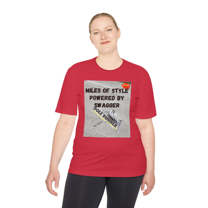 Miles of Style Powered by Swagger-Whimsical Moisture Wicking Unisex T-Shirt For Runners