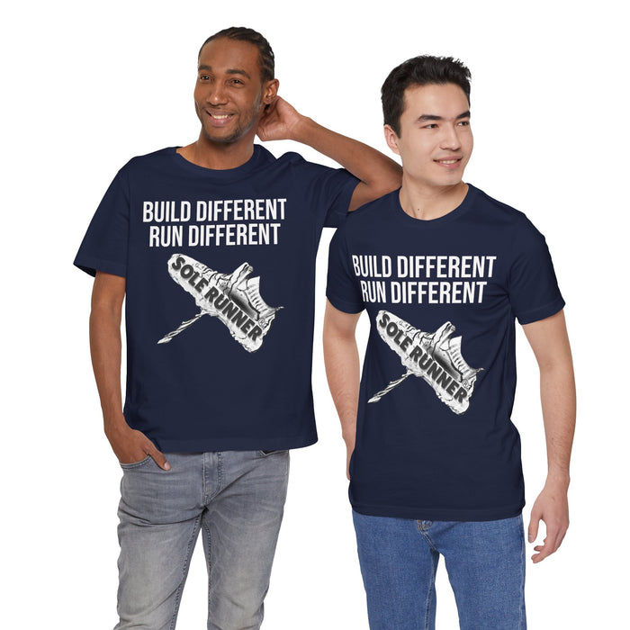 Built Different. Runs Different: Unisex Jersey Short Sleeve Tee