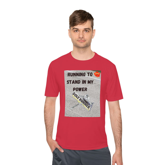 Running To Stand In My Power-Whimsical Moisture Wicking Unisex T-Shirt For Runners