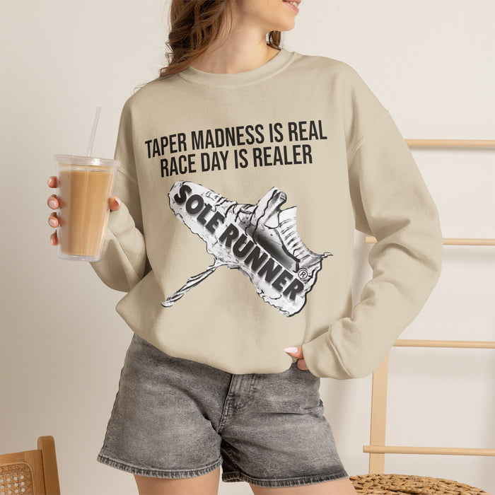 Taper Madness Is Real, Race Day Is Realer: Unisex Heavy Blend™ Crewneck Sweatshirt