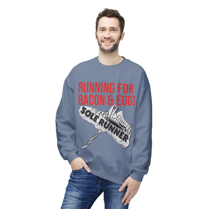 Running For Bacon & Eggs: Unisex Midweight Softstyle Fleece Crewneck Sweatshirt