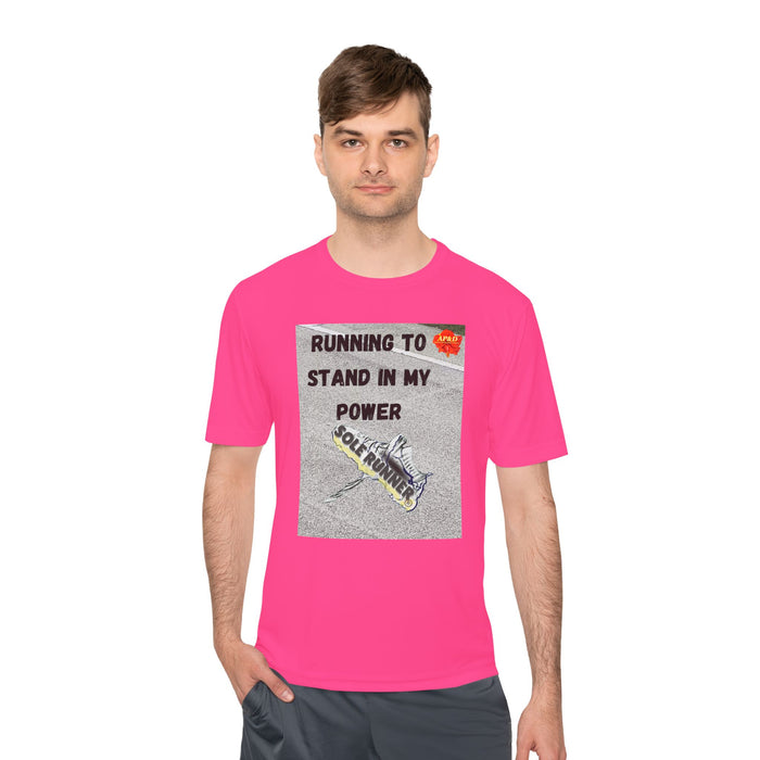Running To Stand In My Power-Whimsical Moisture Wicking Unisex T-Shirt For Runners