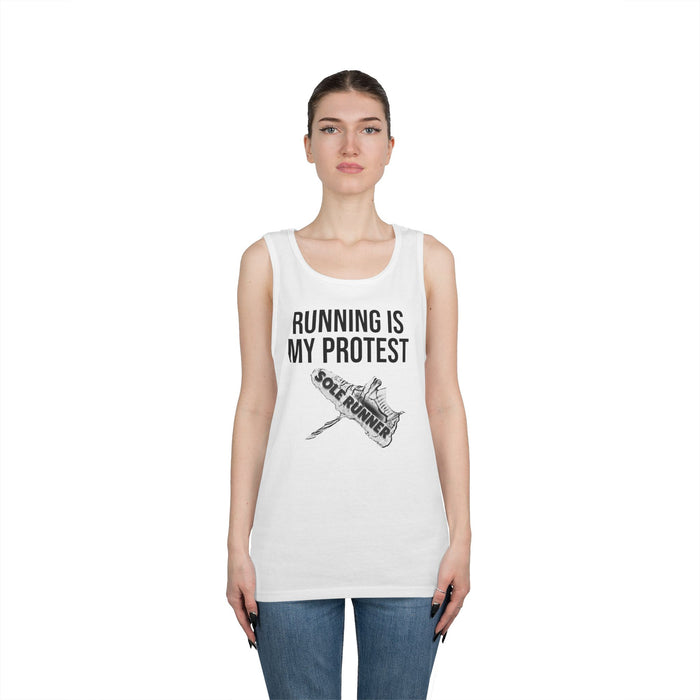 Running Is My Protest: Unisex Heavy Cotton Tank Top