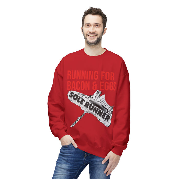 Running For Bacon & Eggs: Unisex Midweight Softstyle Fleece Crewneck Sweatshirt