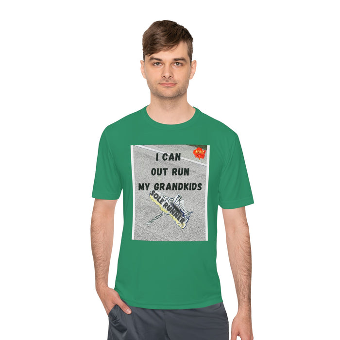 I Can Out Run My Grandkids-Whimsical Moisture Wicking Unisex T-Shirt For Runners