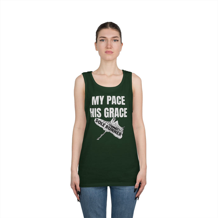 MY PACE. HIS GRACE; Unisex Heavy Cotton Tank Top