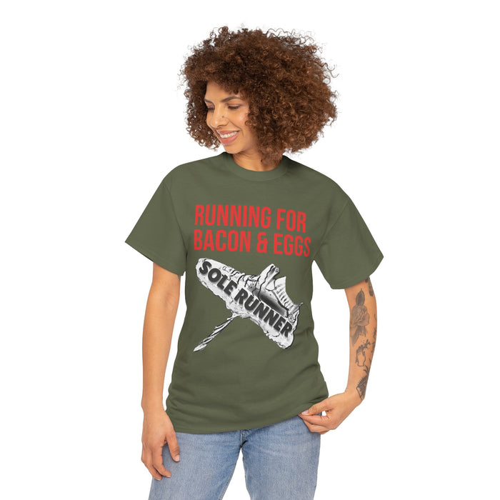 Running For Bacon & Eggs: Unisex Heavy Cotton Tee