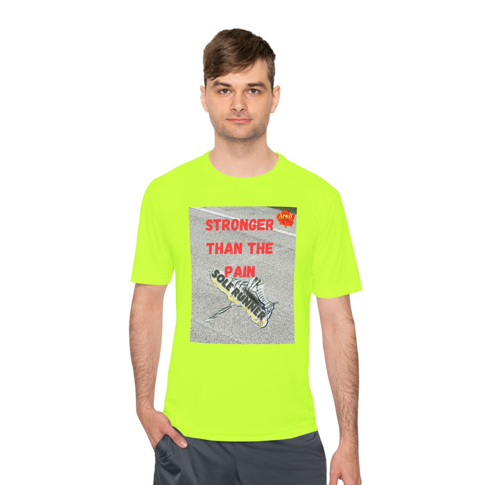 Stronger Than The Pain- Whimsical Moisture Wicking Unisex T-Shirt For Runners