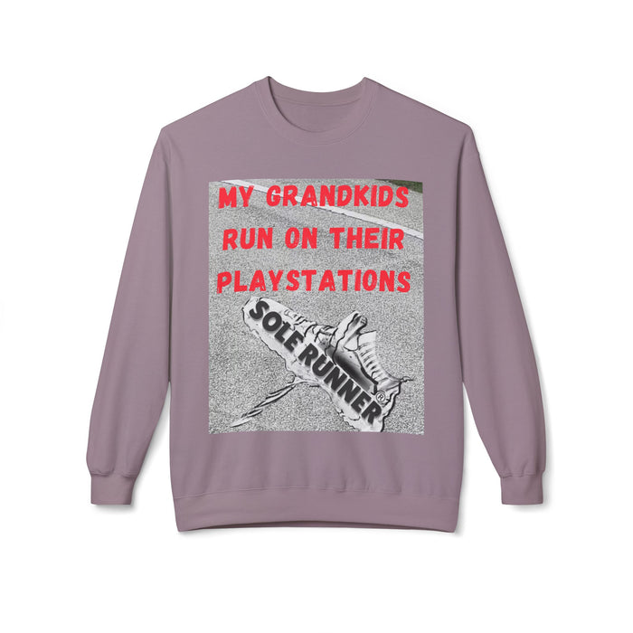 My Grandkids Run On Their Playstations: Unisex Midweight Softstyle Fleece Crewneck Sweatshirt