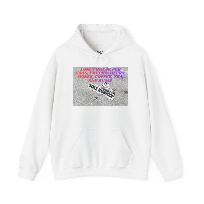 I Only Break For Cars, Trucks, Beers, Wines, Coffee, Tea, and Rums: Unisex Heavy Blend™ Hooded Sweatshirt