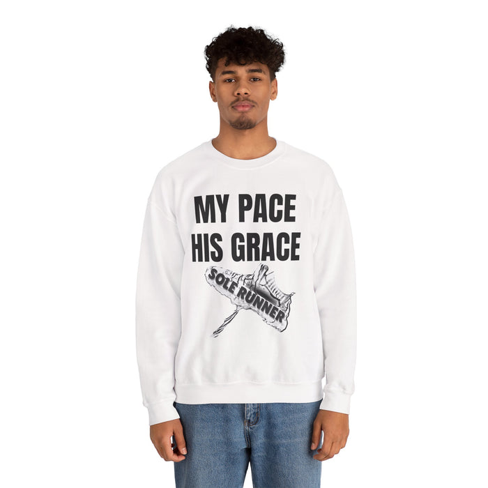 MY PACE. HIS GRACE: Unisex Heavy Blend™ Crewneck Sweatshirt