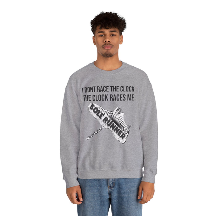 I Don't Race The Clock. The Clock Races Me: Unisex Heavy Blend™ Crewneck Sweatshirt