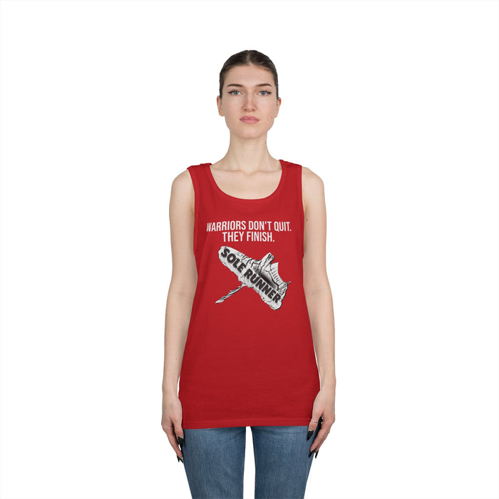 Warriors Don't Quit. They Finish.: Unisex Heavy Cotton Tank Top