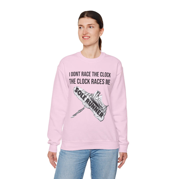 I Don't Race The Clock. The Clock Races Me: Unisex Heavy Blend™ Crewneck Sweatshirt