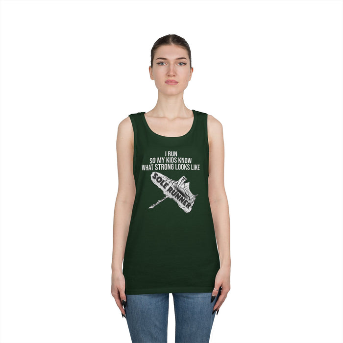 I Run So My Kids Know What Strong Looks Like: Unisex Heavy Cotton Tank Top
