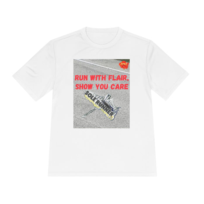 Run With Flair Show You Care-Whimsical Moisture Wicking Unisex T-Shirt For Runners