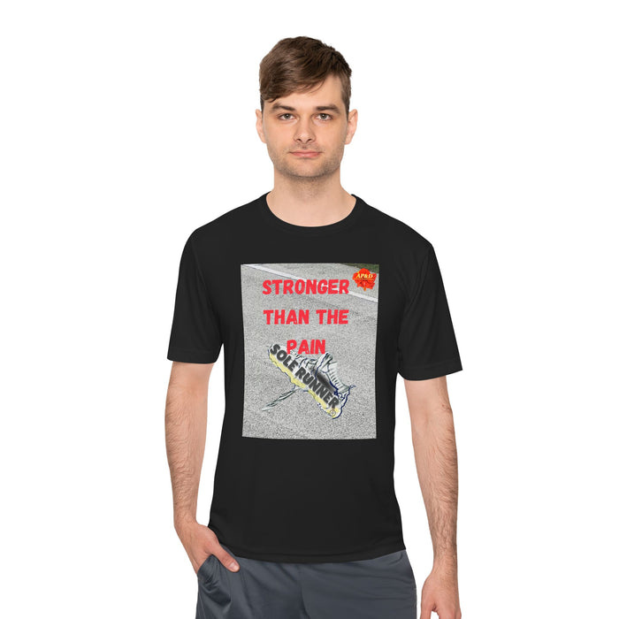Stronger Than The Pain- Whimsical Moisture Wicking Unisex T-Shirt For Runners
