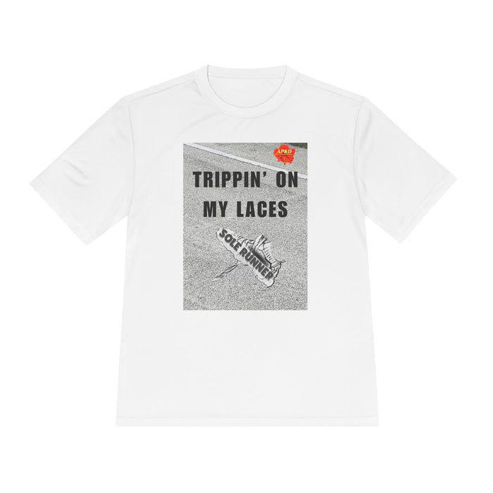 Trippin' On My Laces- Whimsical Moisture Wicking Unisex T-Shirt For Runners