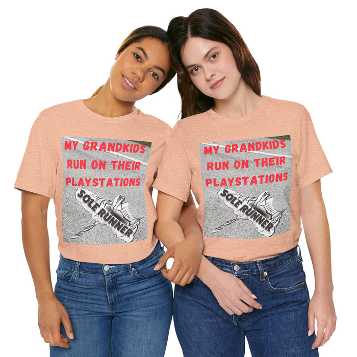 My Grandkids Run On Their Playstations: Unisex Jersey Short Sleeve Tee