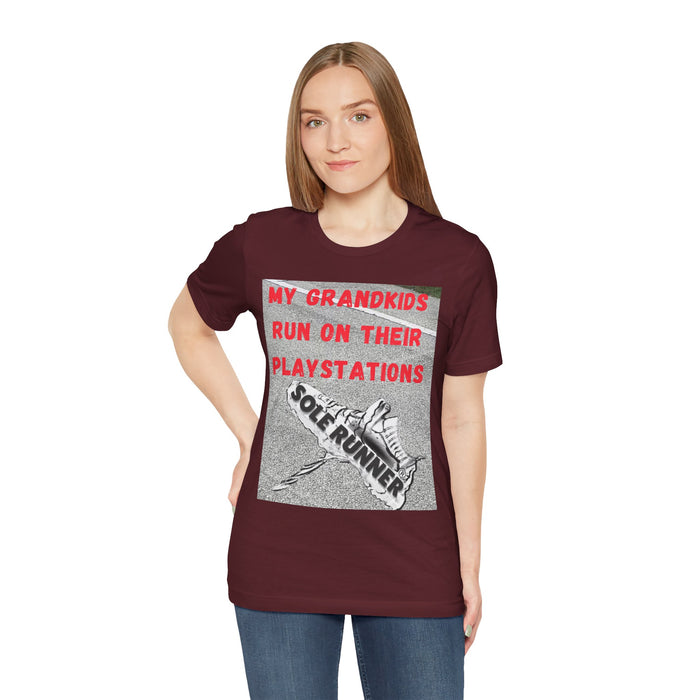 My Grandkids Run On Their Playstations: Unisex Jersey Short Sleeve Tee