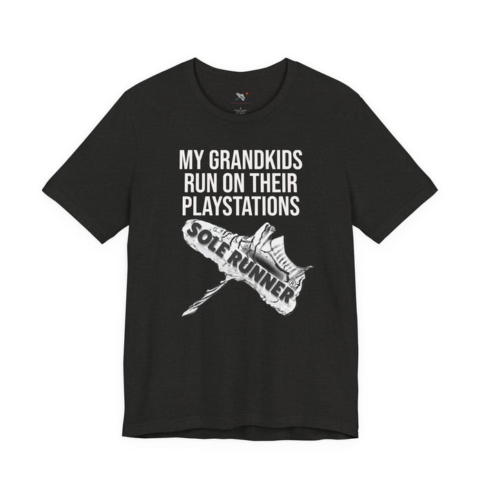My Grandkids Run On Their PlayStations: Unisex Jersey Short Sleeve Tee