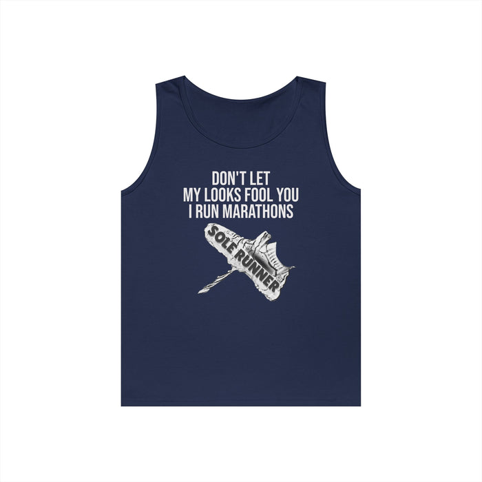Don't Let My Looks Fool You. I Run Marathons: Unisex Heavy Cotton Tank Top