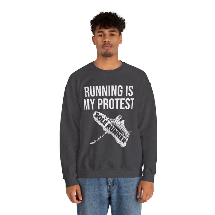 Running Is My Protest: Unisex Heavy Blend™ Crewneck Sweatshirt